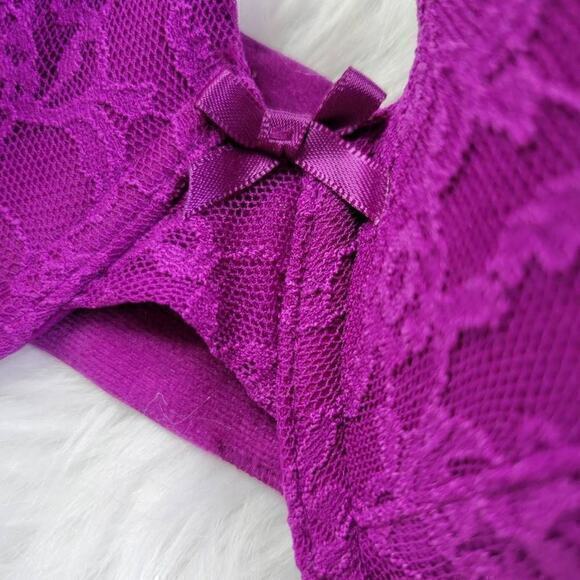 Victoria's Secret Women's Purple Padded Laced Lined Perfect Coverage Bra 36DD‎ - Picture 5 of 7